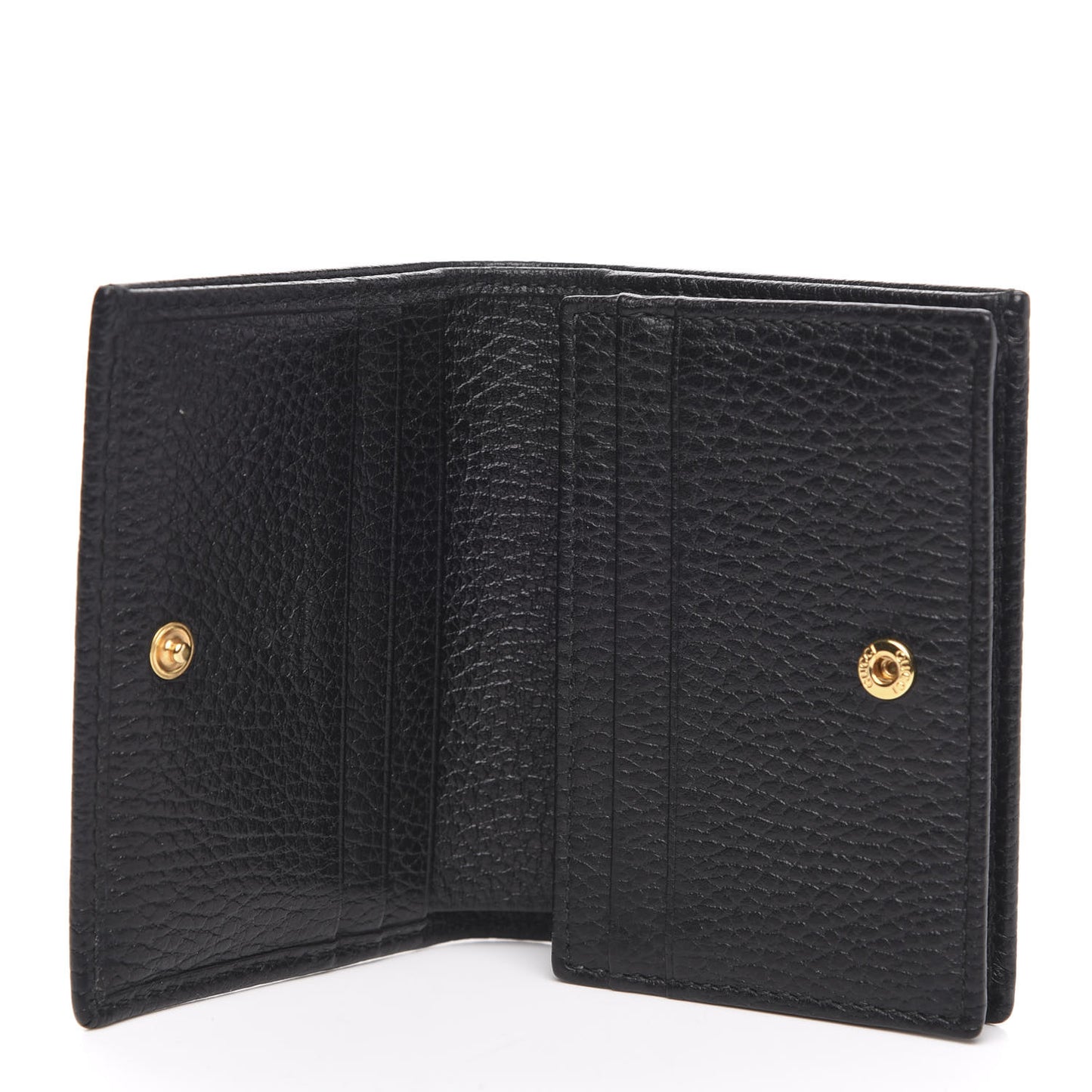 Pebbled Calfskin GG Marmont Card Case Black