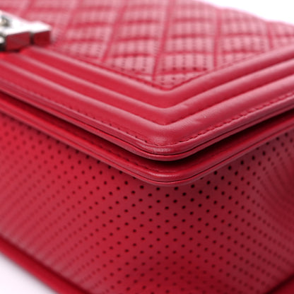 Chanel Perforated Lambskin Quilted Medium Boy Flap Red 9 of 12
