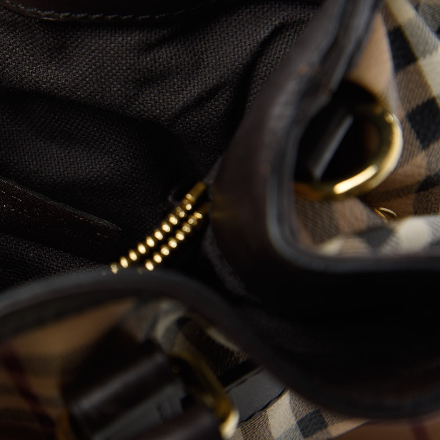 Burberry Haymarket Check Medium Golderton Tote Chocolate 10 of 14