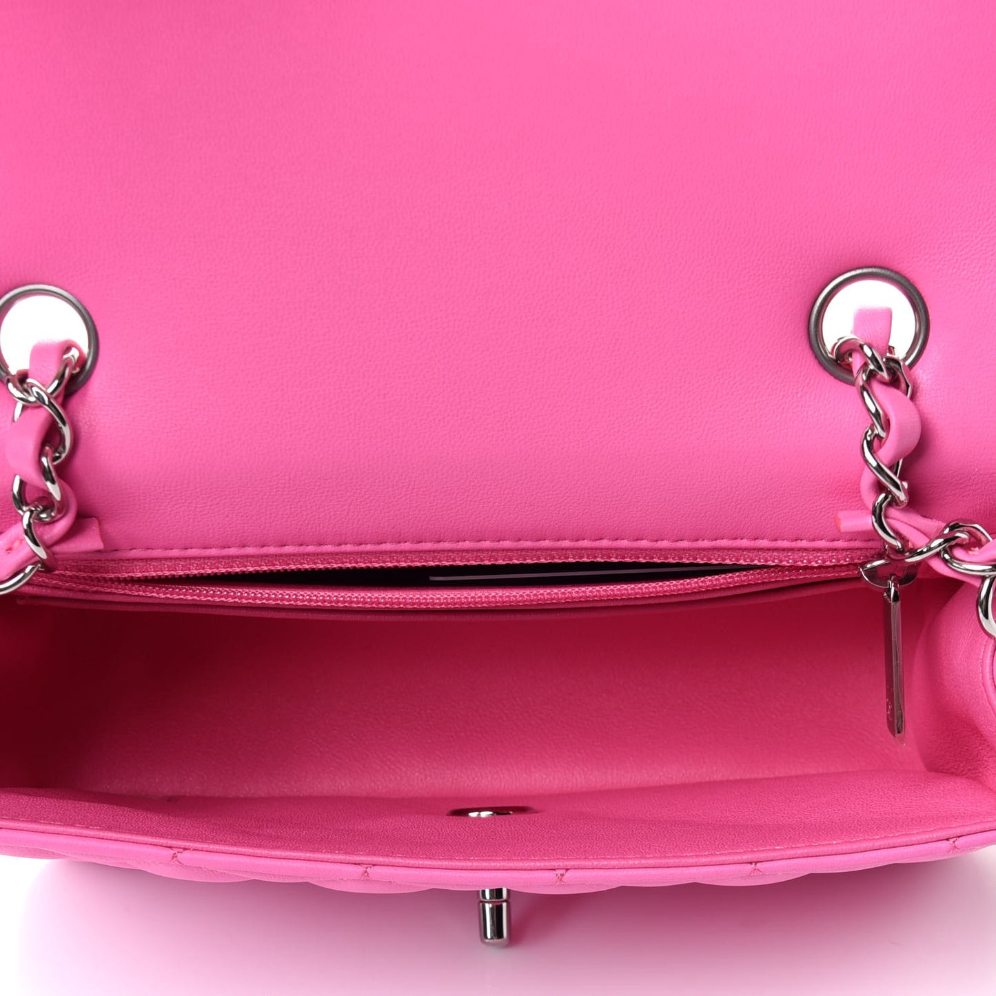 Lambskin Quilted Mini Rectangular Flap Neon Pink