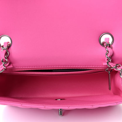 Chanel Lambskin Quilted Mini Rectangular Flap Neon Pink 4 of 10