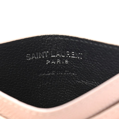 Saint Laurent Grain De Poudre Matelasse Chevron Monogram Credit Card Case Pale Pink 6 of 6
