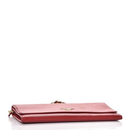 Prada Saffiano Metal Oro Chain Wallet Fuoco 4 of 15