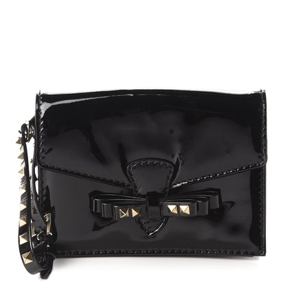 Valentino Garavani Patent Rockstud Bow Wristlet Black 1 of 10