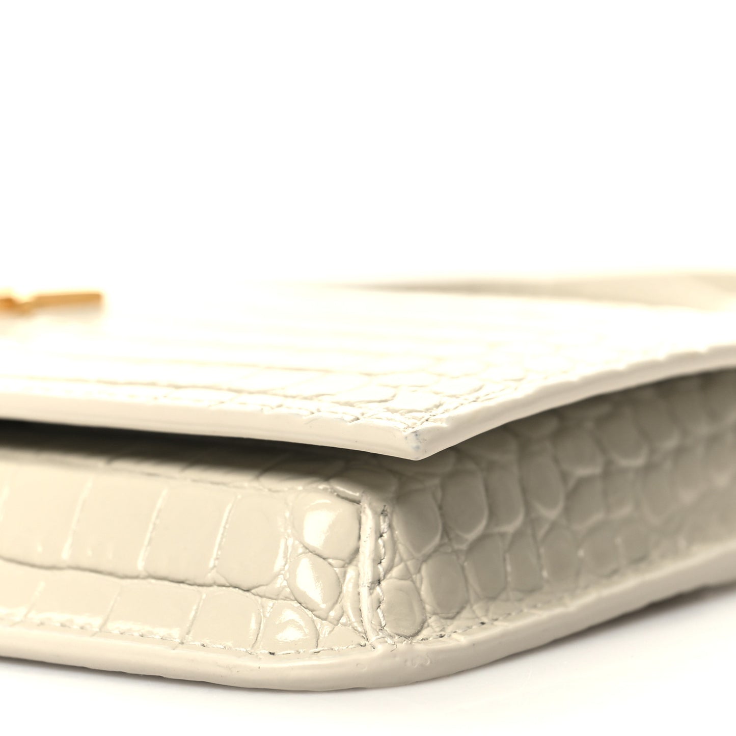 Crocodile Embossed Monogram Phone Holder Crossbody Blanc Vintage