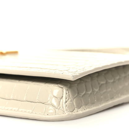 Saint Laurent Crocodile Embossed Monogram Phone Holder Crossbody Blanc Vintage 10 of 10