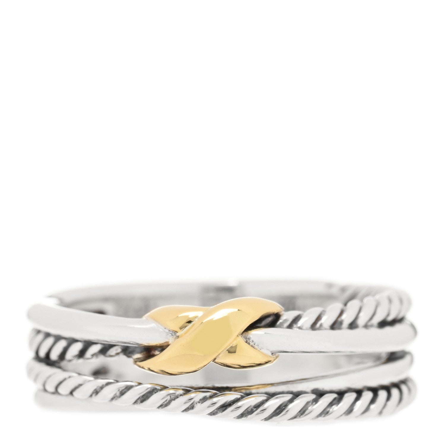 David Yurman Sterling Silver 18K Yellow Gold 6mm X Crossover Ring 54 6.75 1 of 4