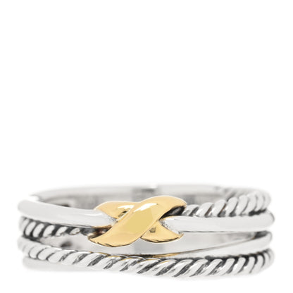 David Yurman Sterling Silver 18K Yellow Gold 6mm X Crossover Ring 54 6.75 1 of 4