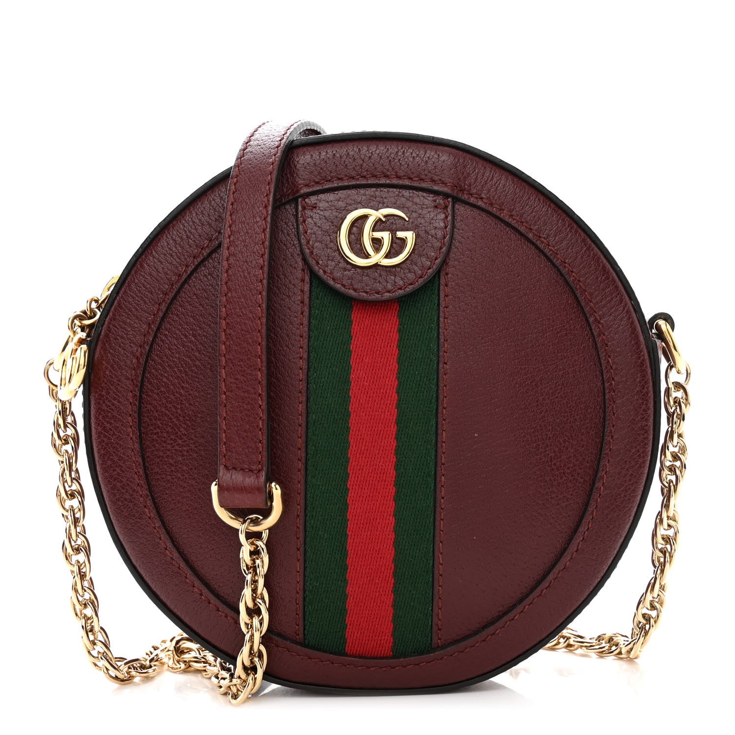 Gucci Soft Textured Calfskin Web Mini Ophidia Round Shoulder Bag Vintage Bordeaux 1 of 10