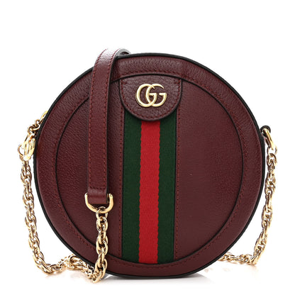 Gucci Soft Textured Calfskin Web Mini Ophidia Round Shoulder Bag Vintage Bordeaux 1 of 10