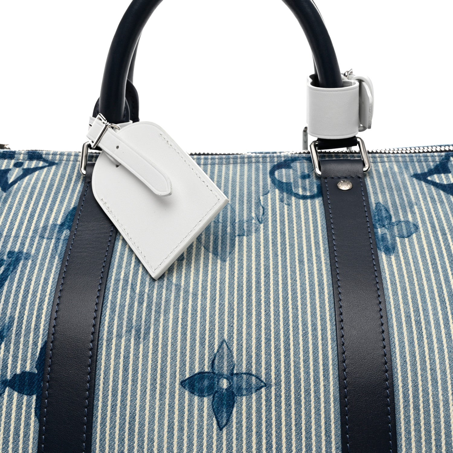 Louis Vuitton Monogram Watercolor Keepall Bandouliere 50 Hickory Stripes Denim 7 of 10