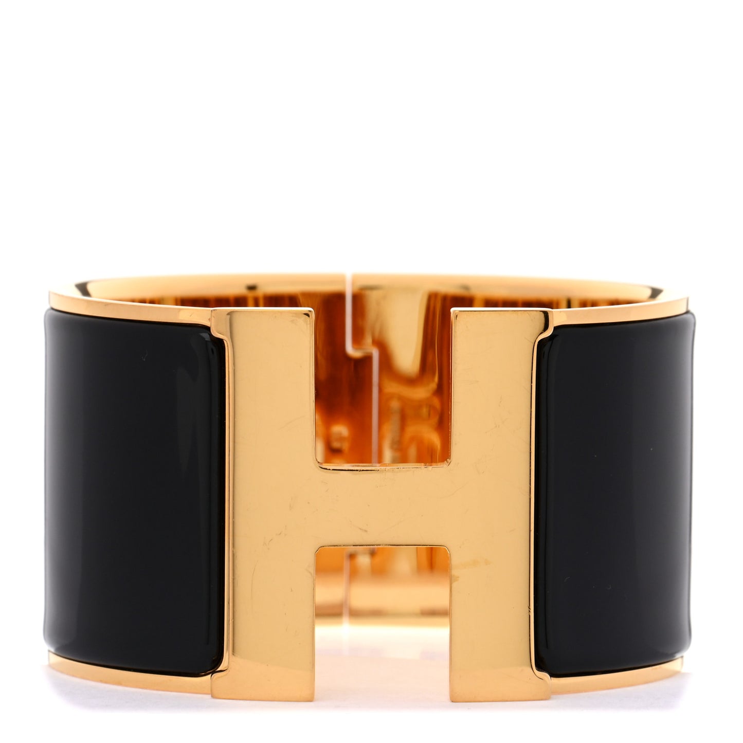 Enamel Extra Wide Clic Clac H Bracelet Black