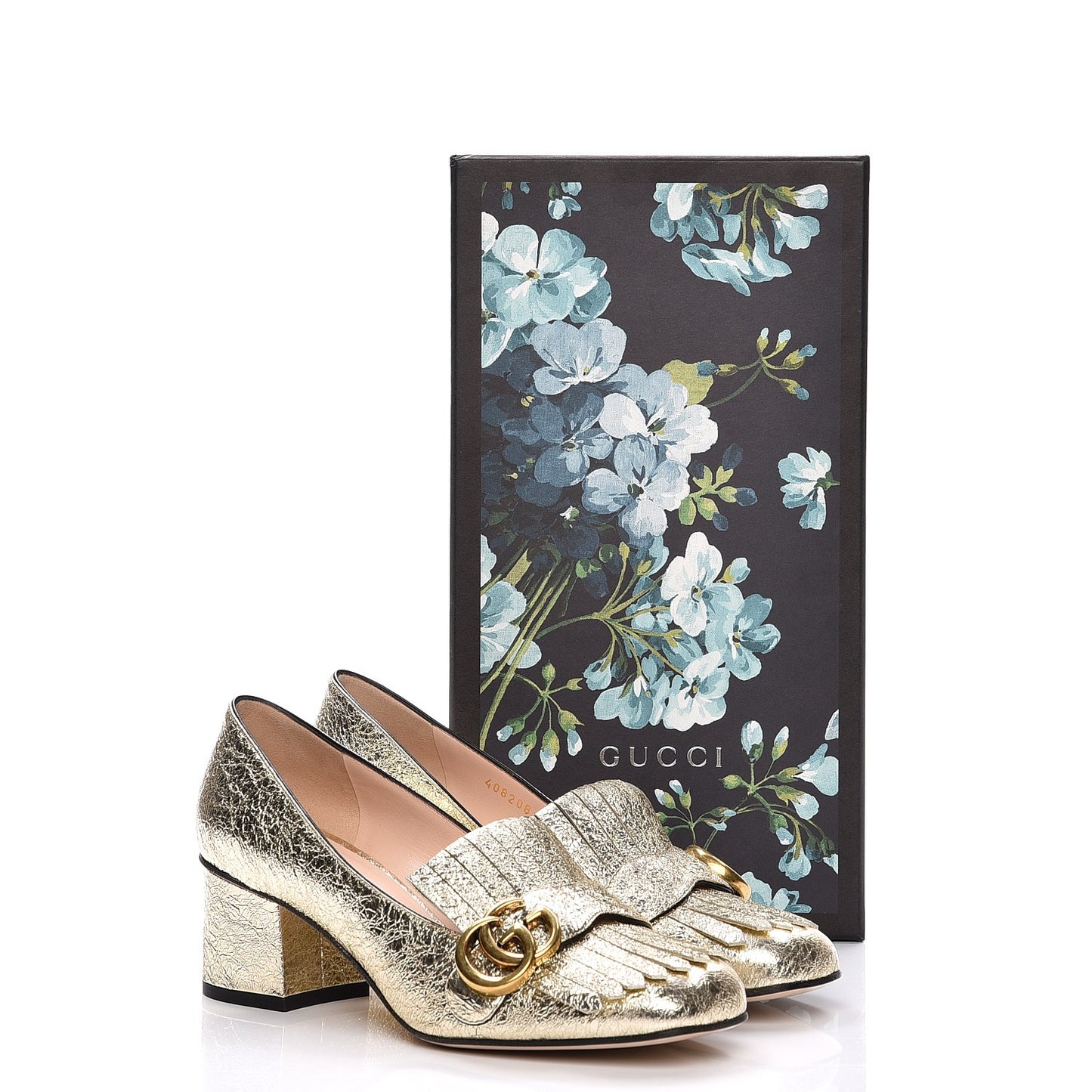 Galassia GG Marmont Fringe 50mm Loafer Pumps 37 Platino
