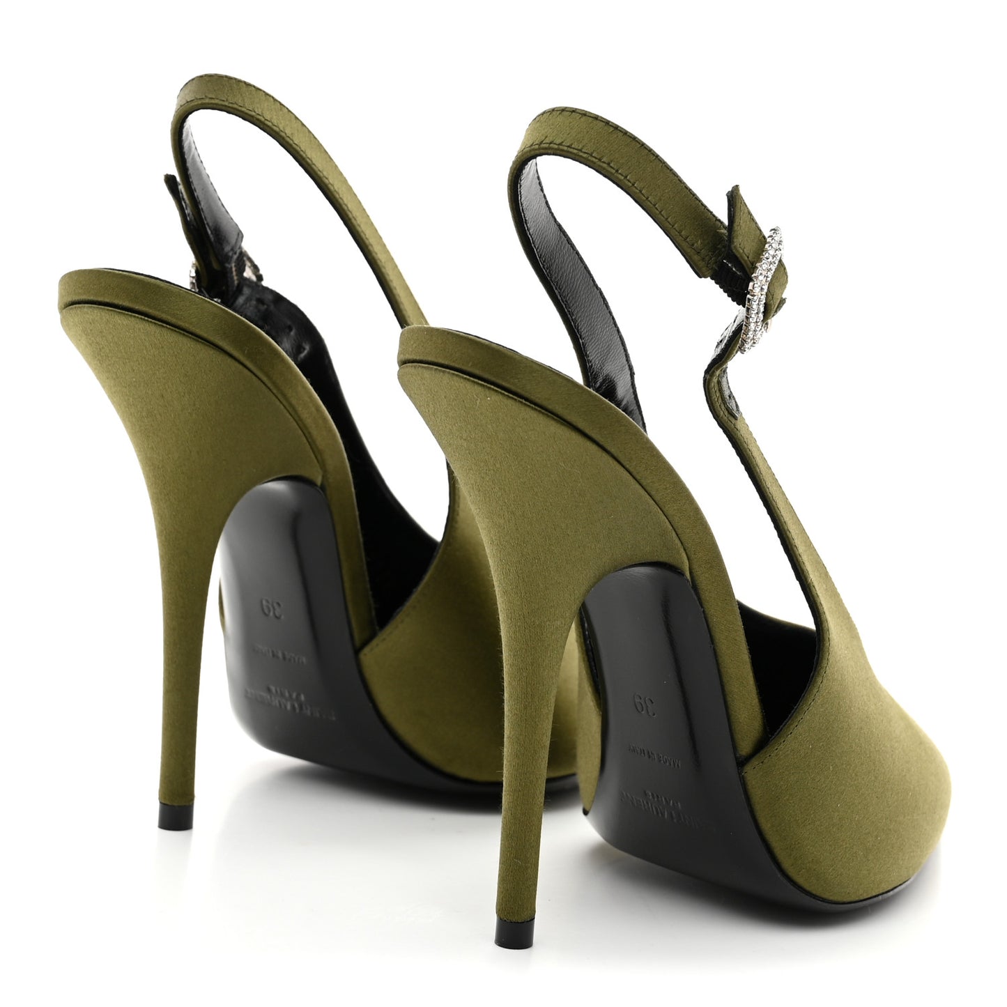 Silk Satin Yasmeen 115 Slingback Pumps 39 Outcry Green