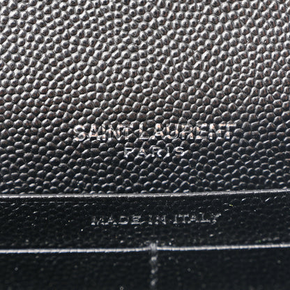 Saint Laurent Grain De Poudre Matelasse Chevron Monogram Envelope Chain Wallet Black 6 of 10