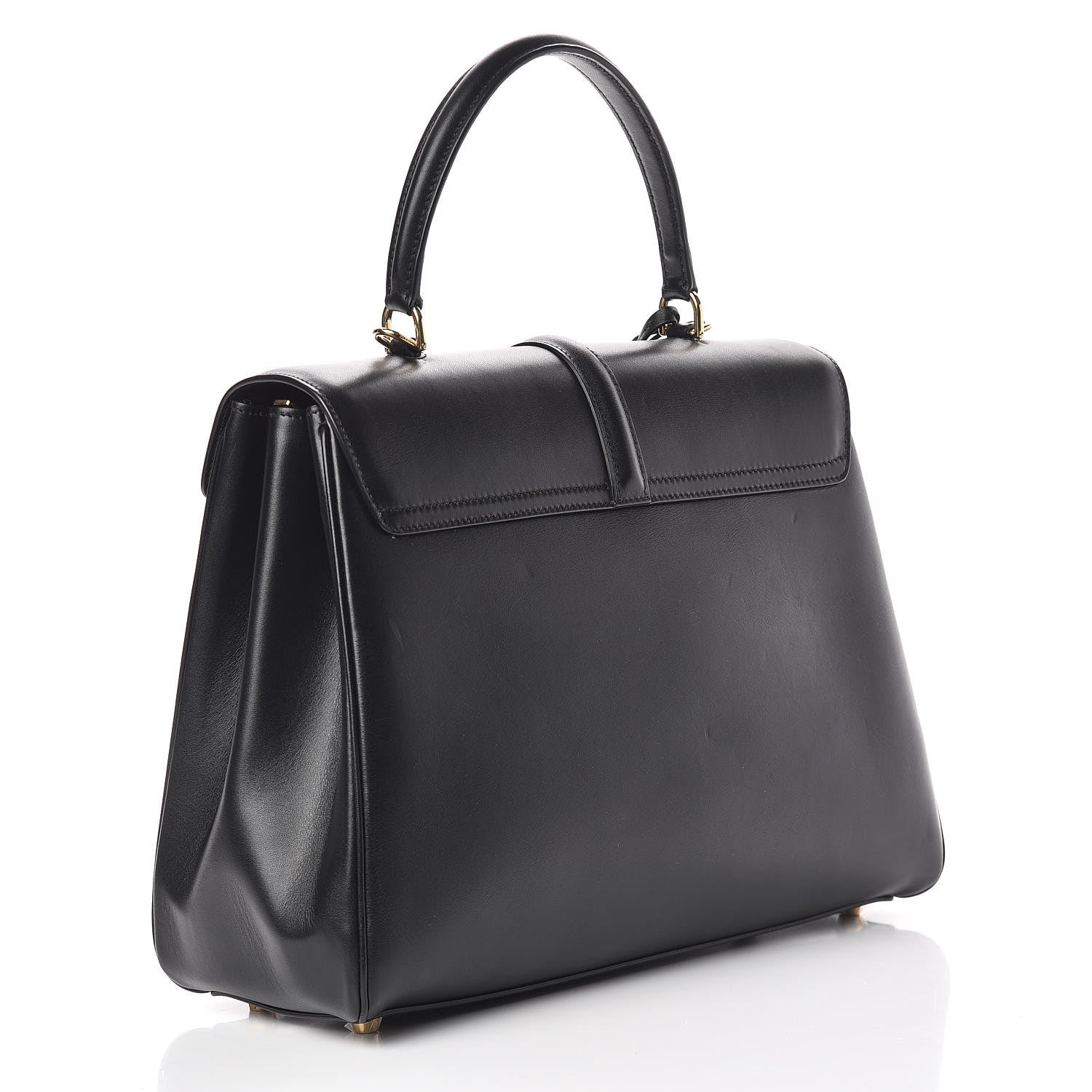 Celine Satinated Calfskin Medium 16 Top Handle Bag Black 3 of 15
