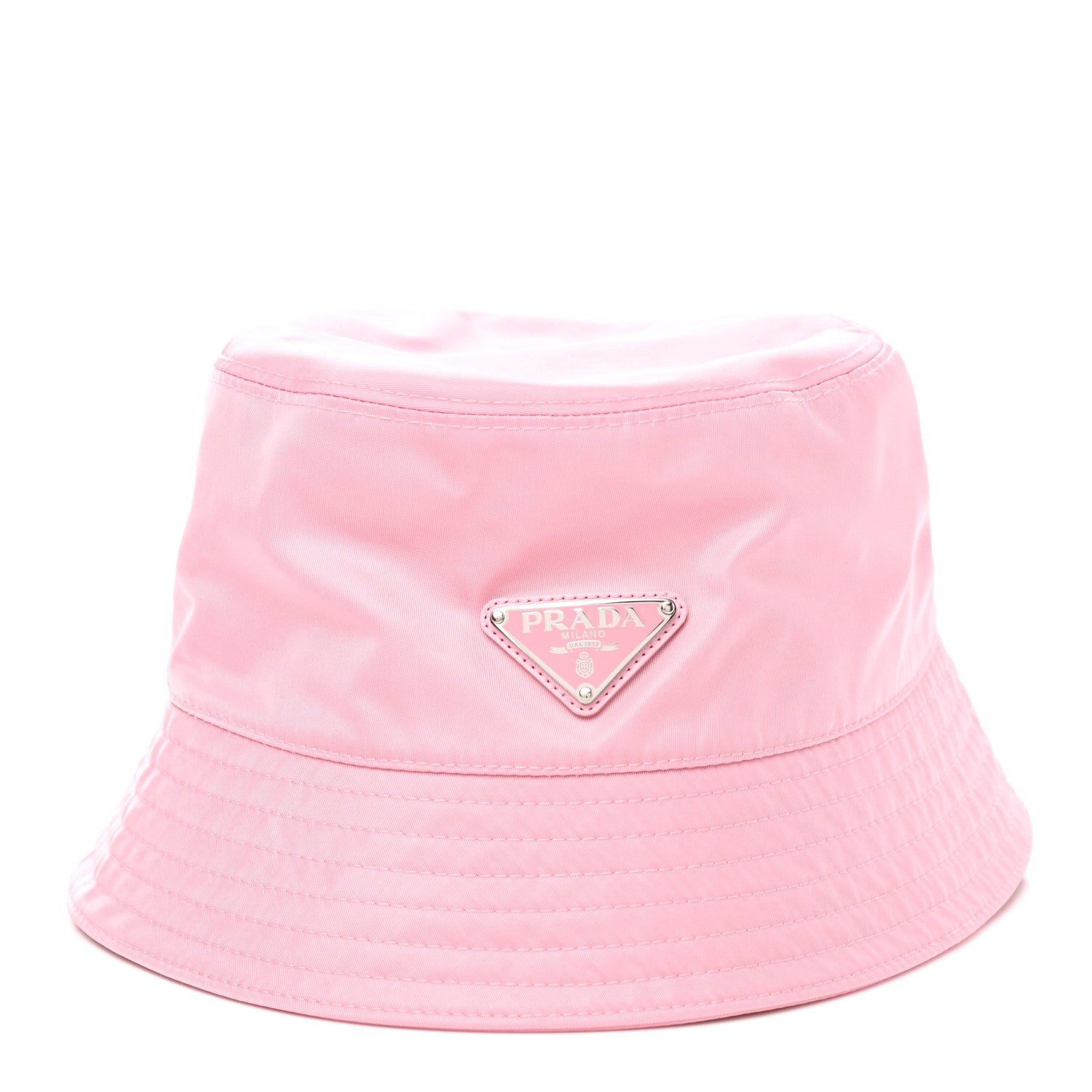 Prada Re-Nylon Metal Triangle Logo Womens Bucket Hat S Rosa 3 of 8