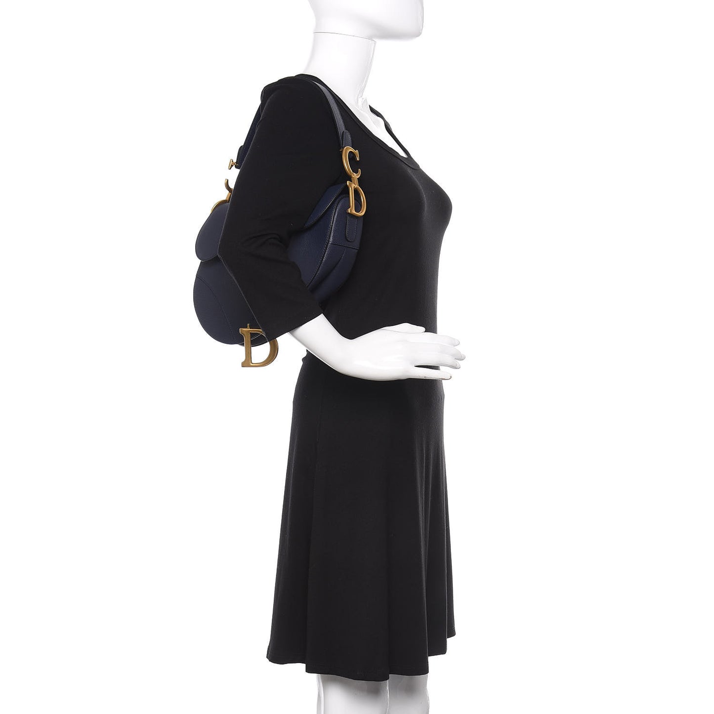 Grained Calfskin Saddle Bag Navy