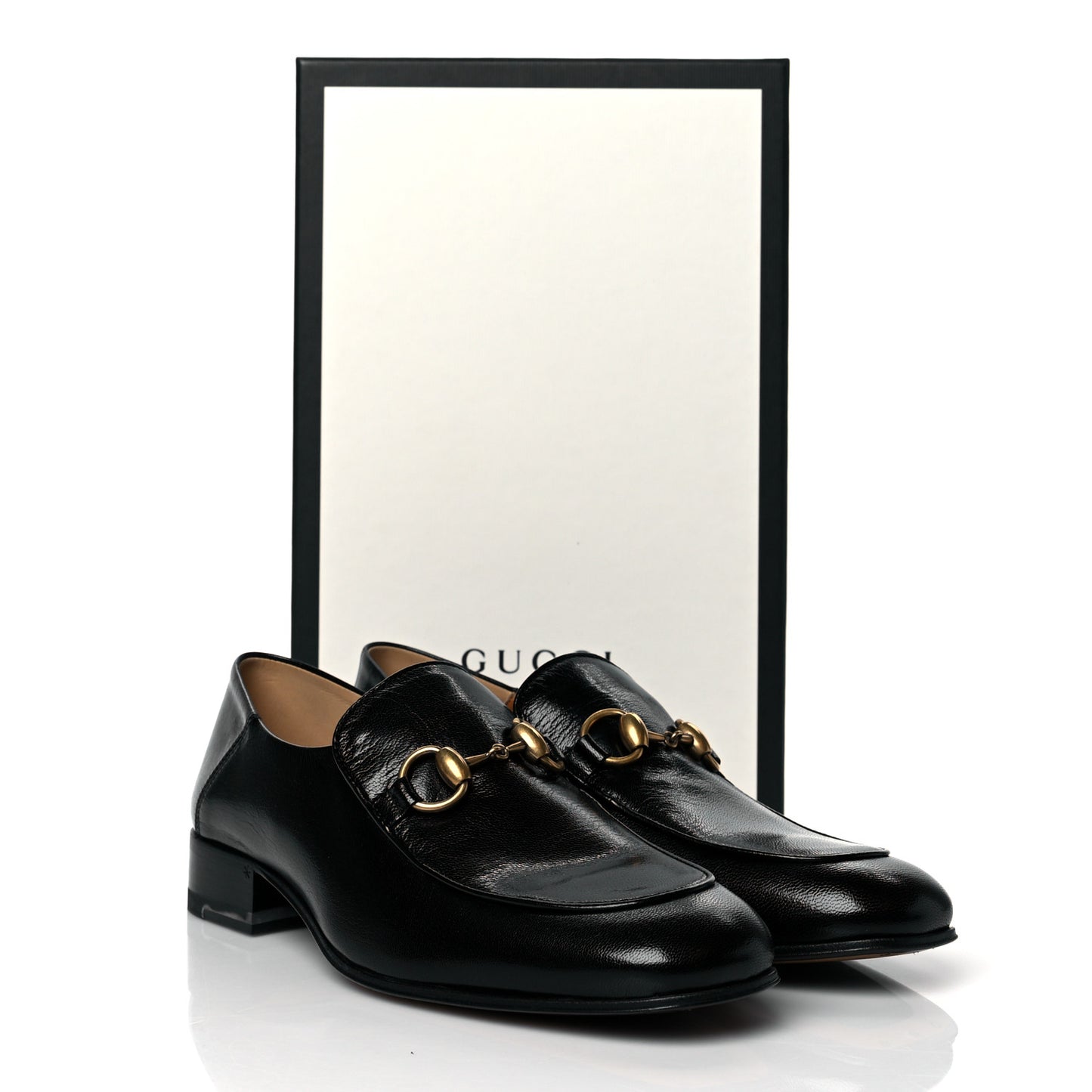 Goatskin Womens Horsebit Mid-Heel Loafers 38 Black