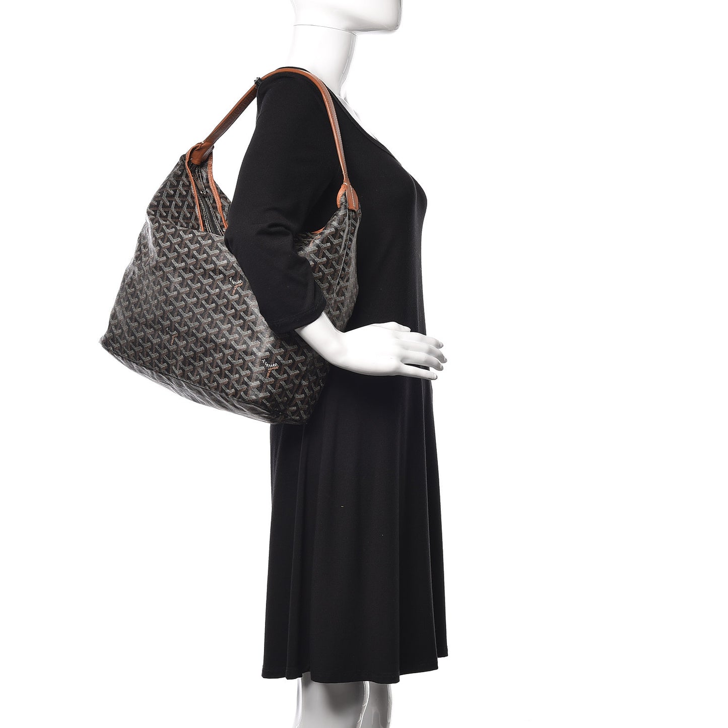 Goyardine Fidji Zip Hobo Black Gold