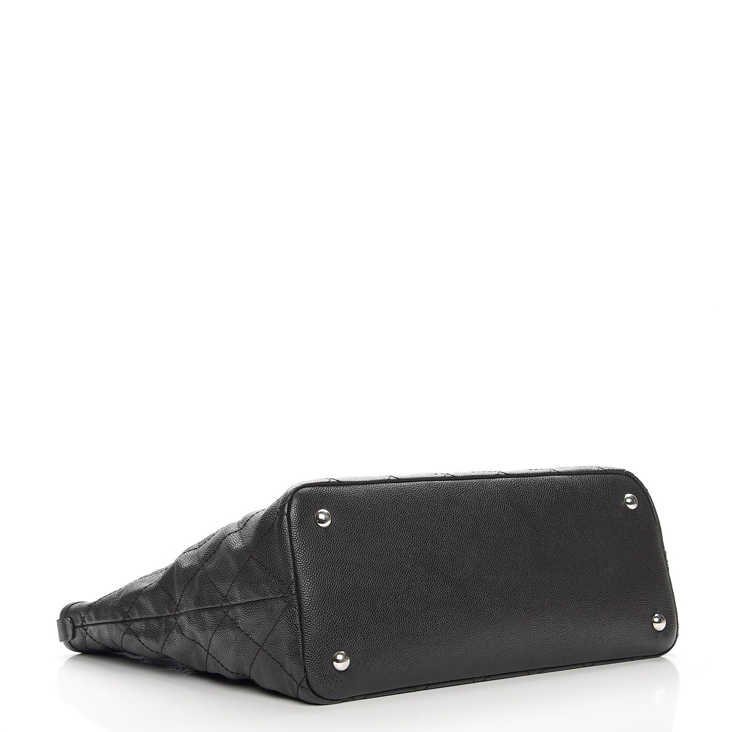 Grained Calfskin Quilted Large Daily Tote Black
