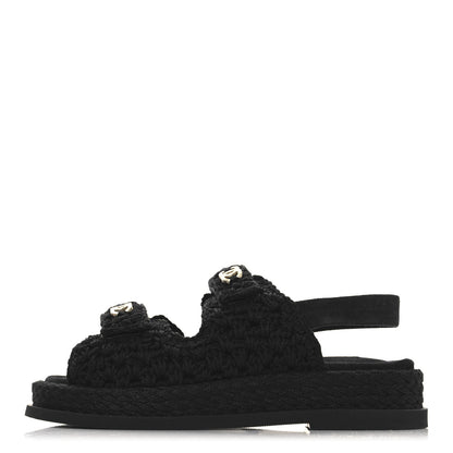 Chanel Crochet Velcro Dad Sandals 36 Black 1 of 9