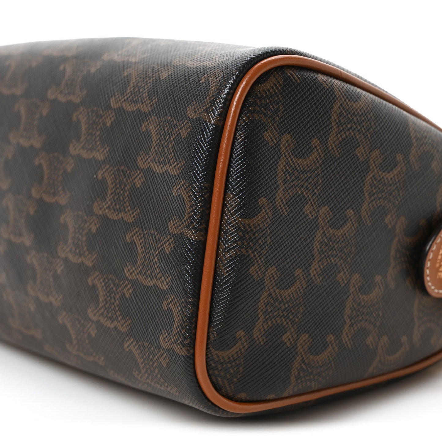 Triomphe Canvas Calfskin Small Boston Bag Tan