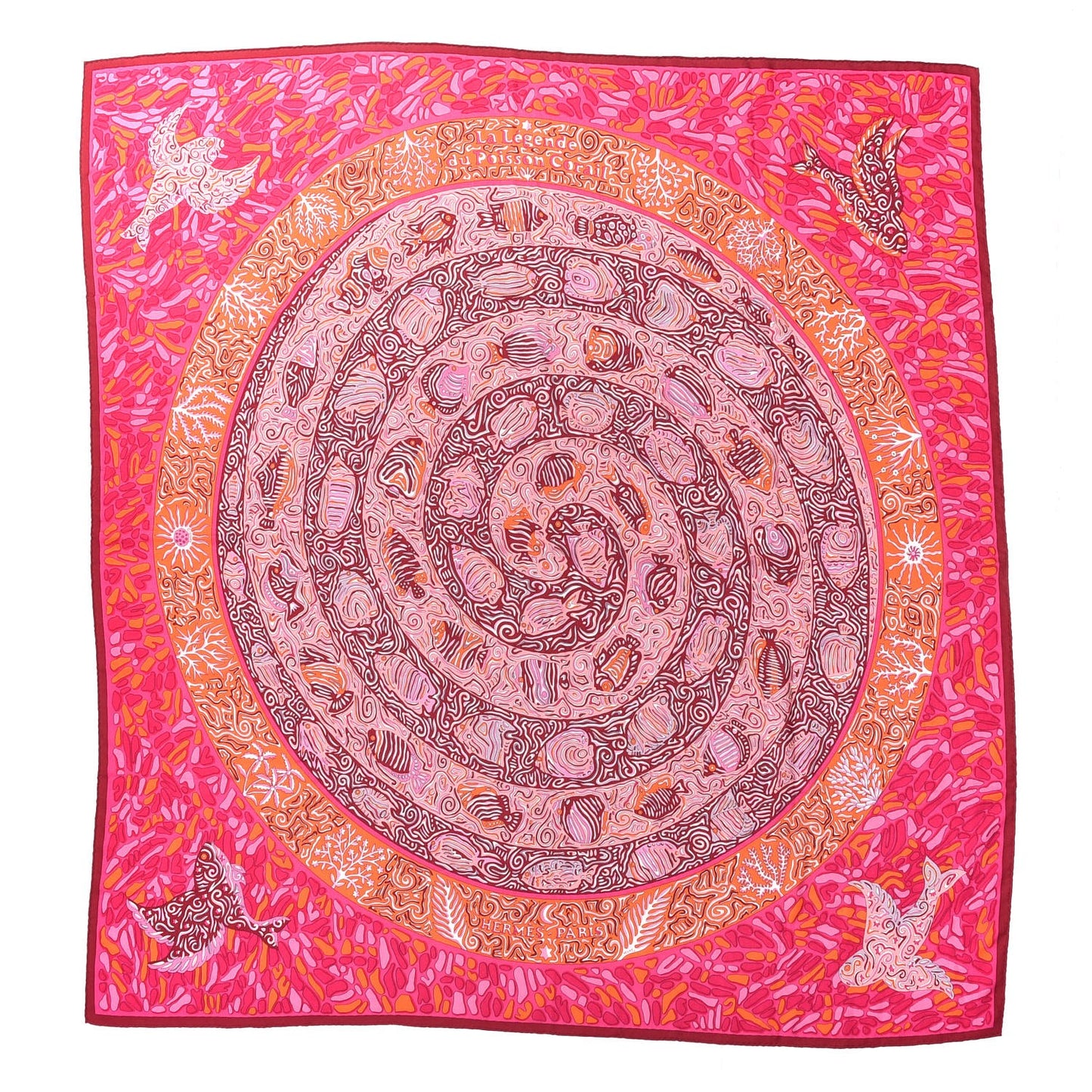 Cashmere Silk La Legende Du Poisson Shawl 140 Corail