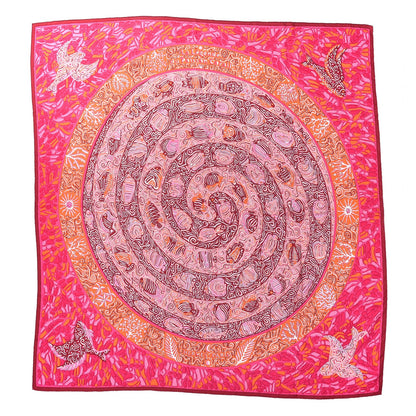Hermes Cashmere Silk La Legende Du Poisson Shawl 140 Corail 1 of 8
