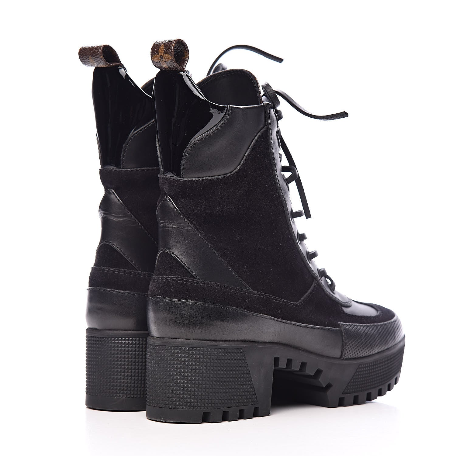 Louis Vuitton Suede Calfskin Monogram Laureate Platform Desert Boots 35.5 Black 4 of 10