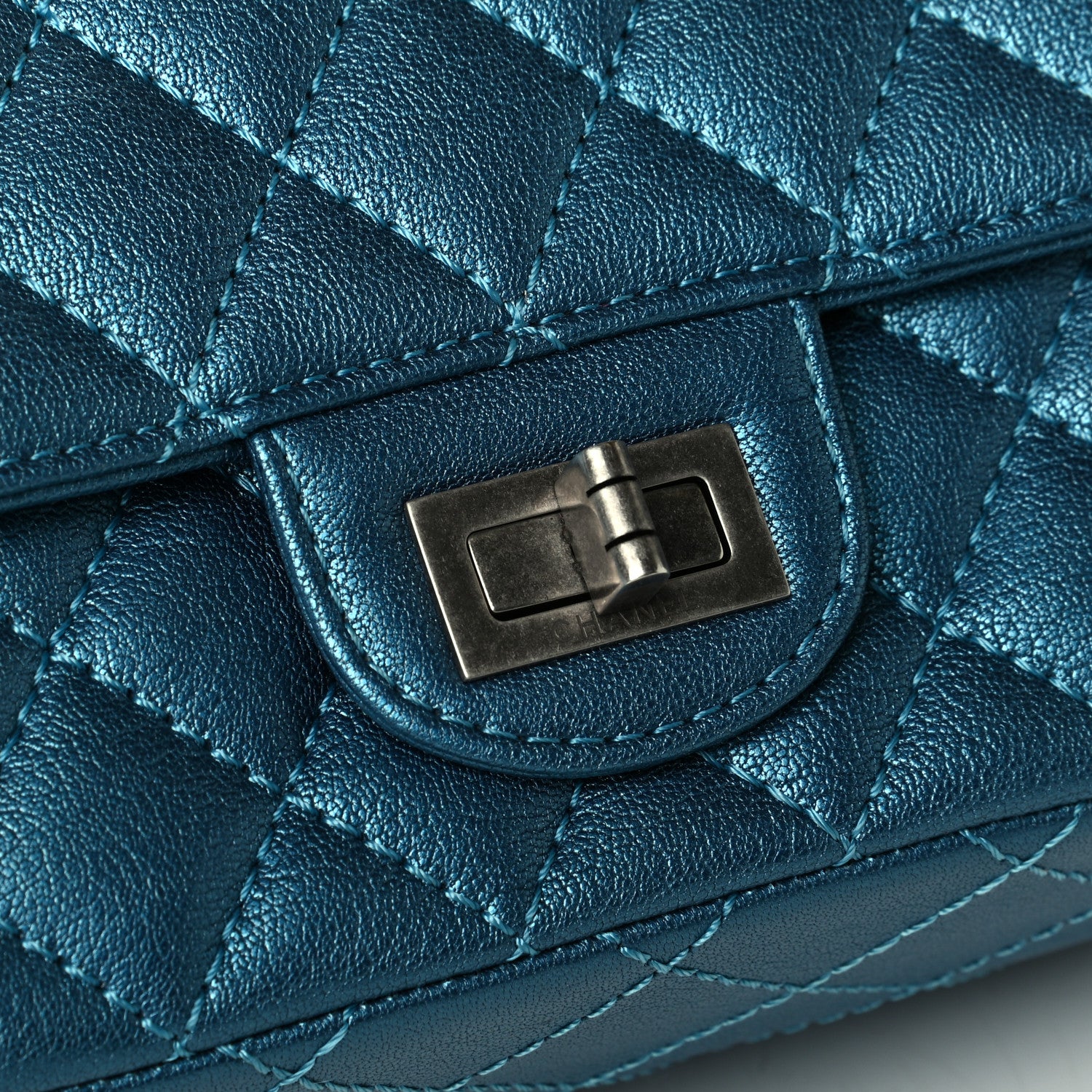 Chanel Metallic Sheepskin Quilted 2.55 Reissue Mini Flap Blue 6 of 7