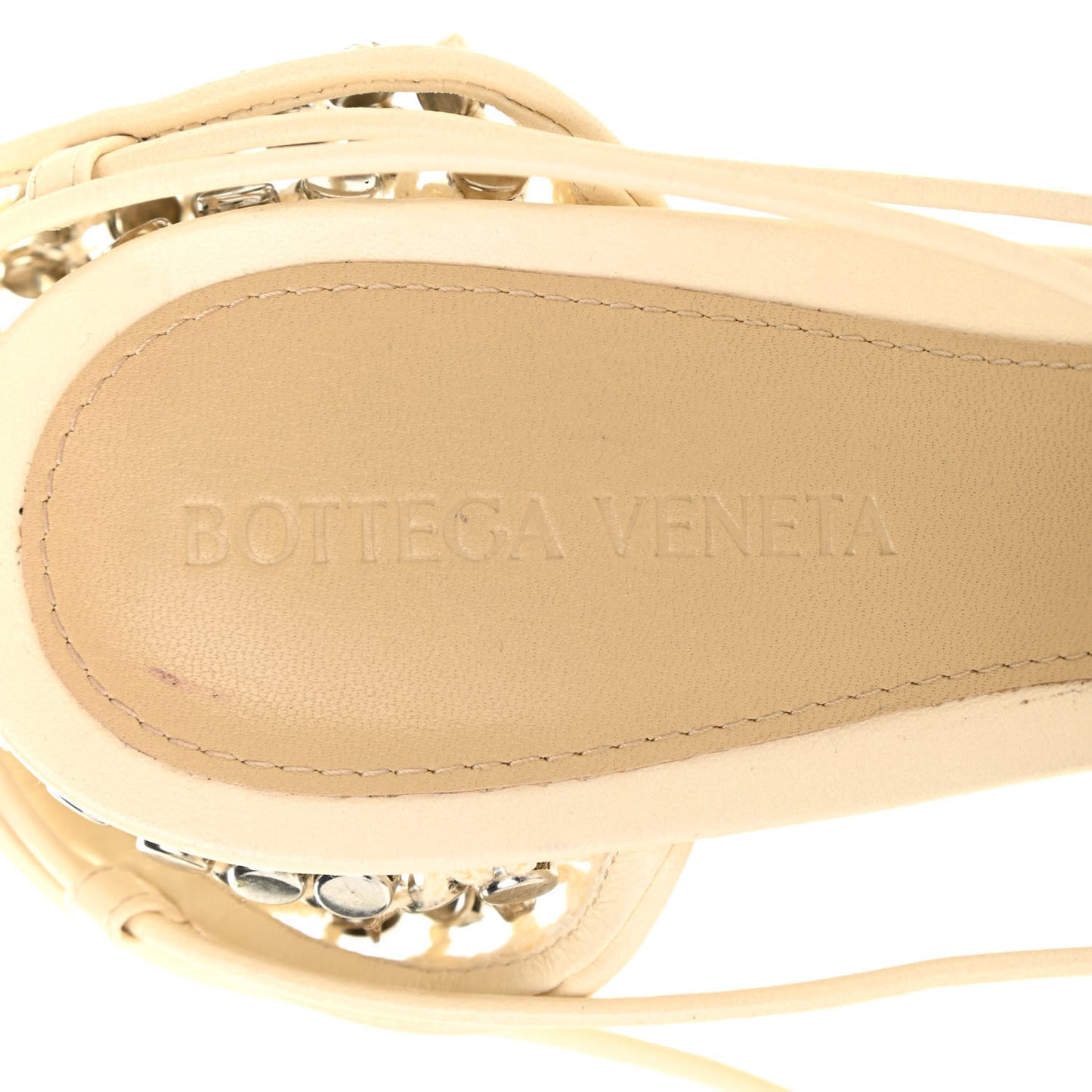 Mesh Nappa Crystal Embellished Sparkle Stretch Ankle Tie Sandals 38 Toile
