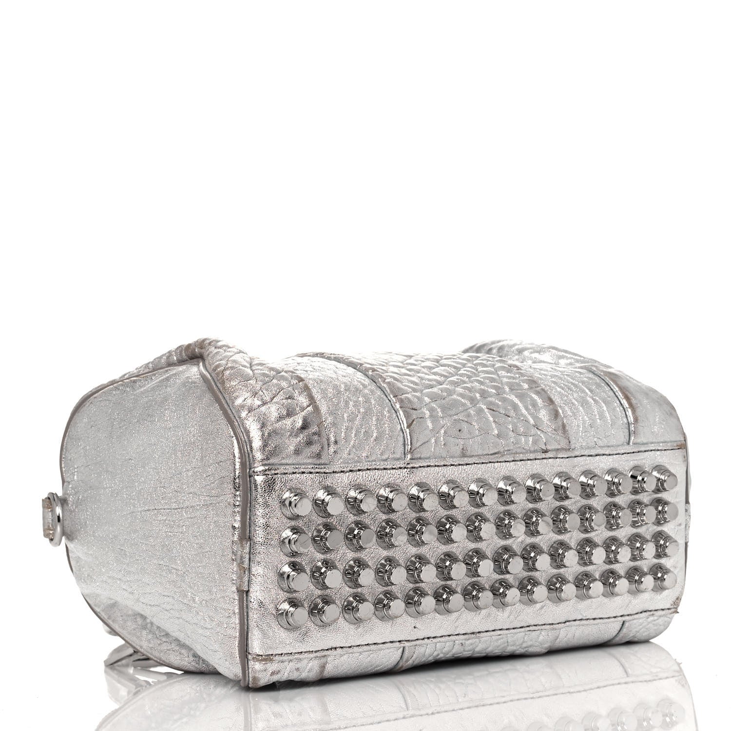 Alexander Wang Metallic Pebbled Lambskin Rockie Rhodium Silver 4 of 17