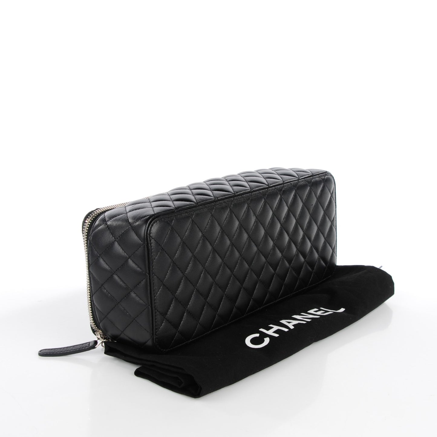 Lambskin Quilted Large Jewelry Case Black