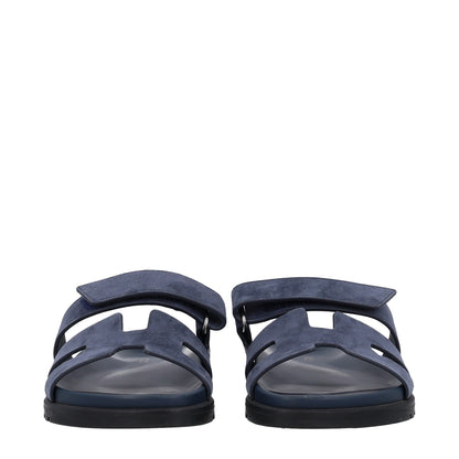 Hermes Suede Goatskin Womens Chypre Sandals 35.5 Bleu Celeste 3 of 11