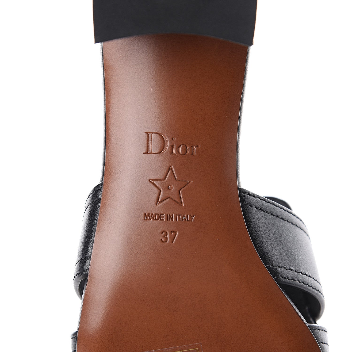 Christian Dior Calfskin 30 Montaigne Mid-Heel Slide Sandals 37 Black 7 of 7
