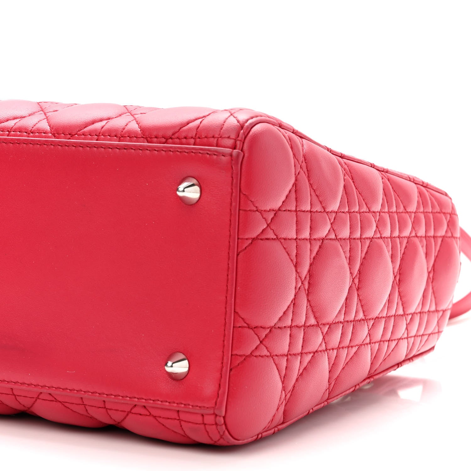 Christian Dior Lambskin Cannage Medium Lady Dior Red 9 of 11