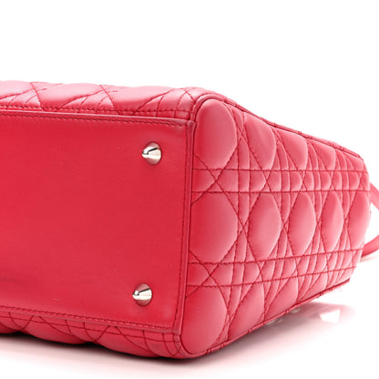 Christian Dior Lambskin Cannage Medium Lady Dior Red 9 of 11