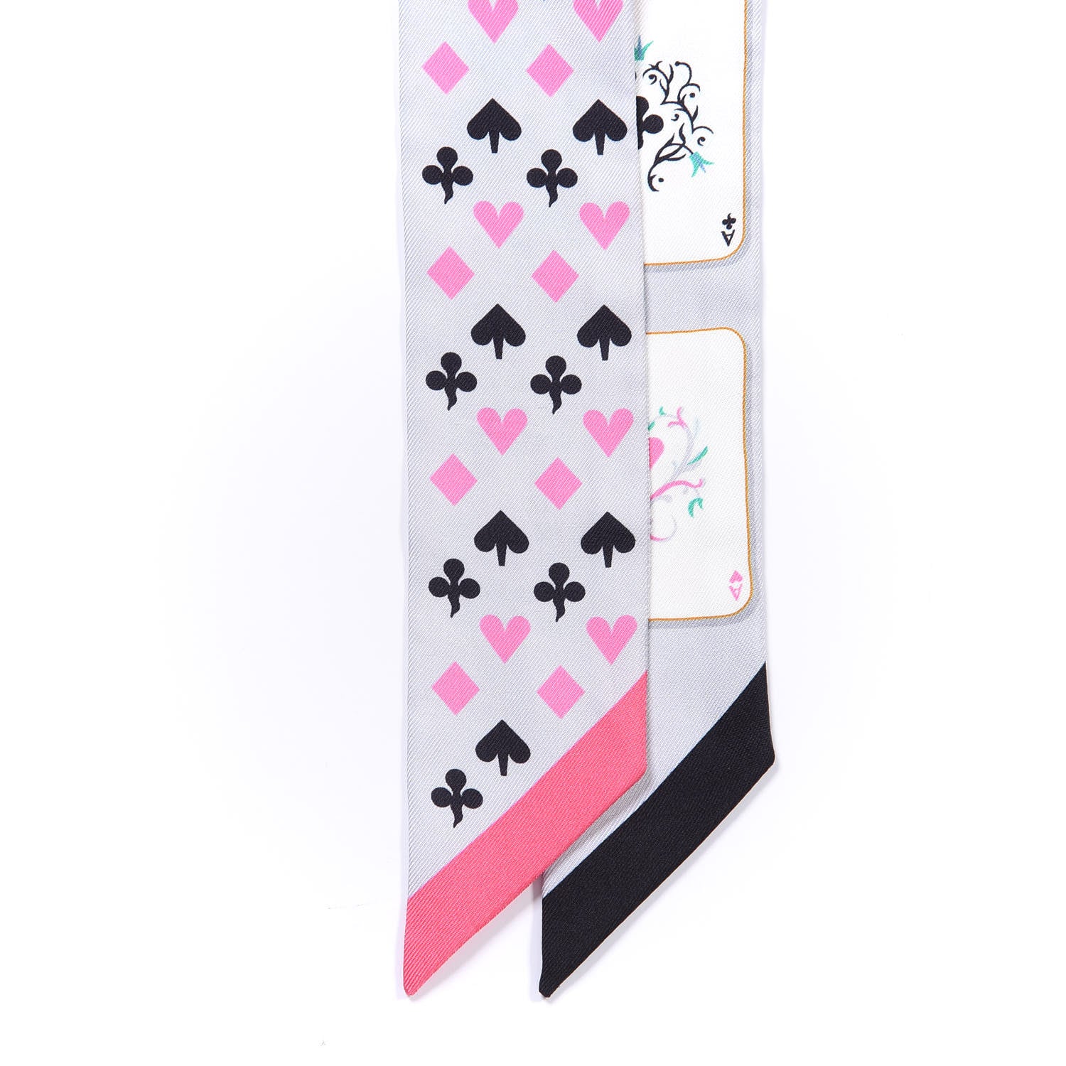 Hermes Silk Jeu de Cartes Twilly Gris Perle Rose Black 2 of 3