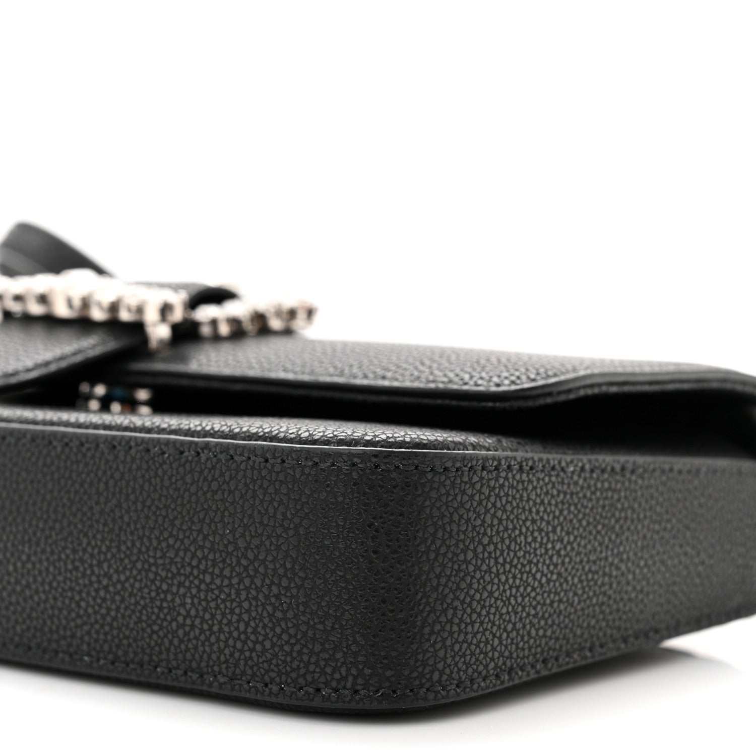 Jimmy Choo Calfskin Crystal Cheri Wallet on Chain Bag Black 9 of 10