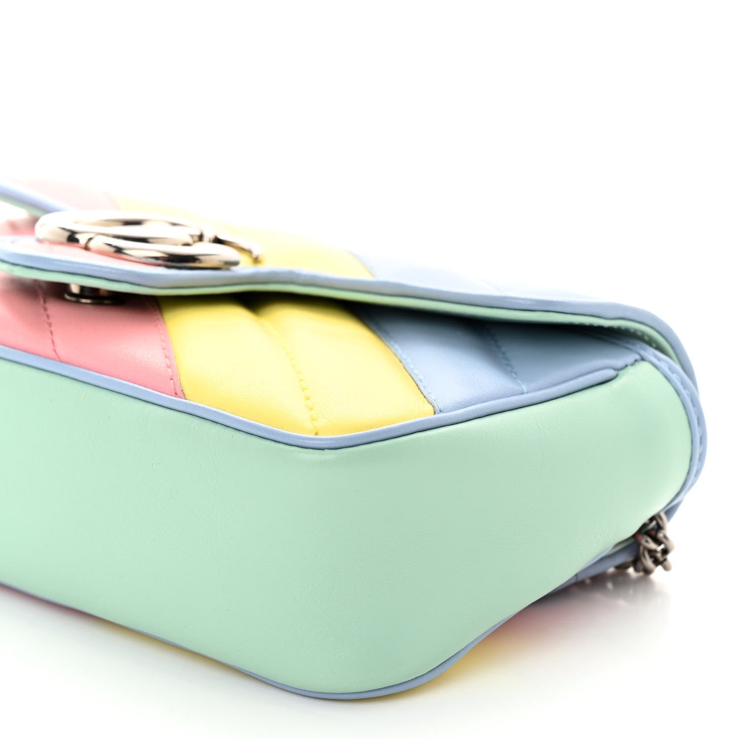Gucci Calfskin Matelasse Diagonal Super Mini GG Marmont Shoulder Bag Multicolor Pastel 10 of 10