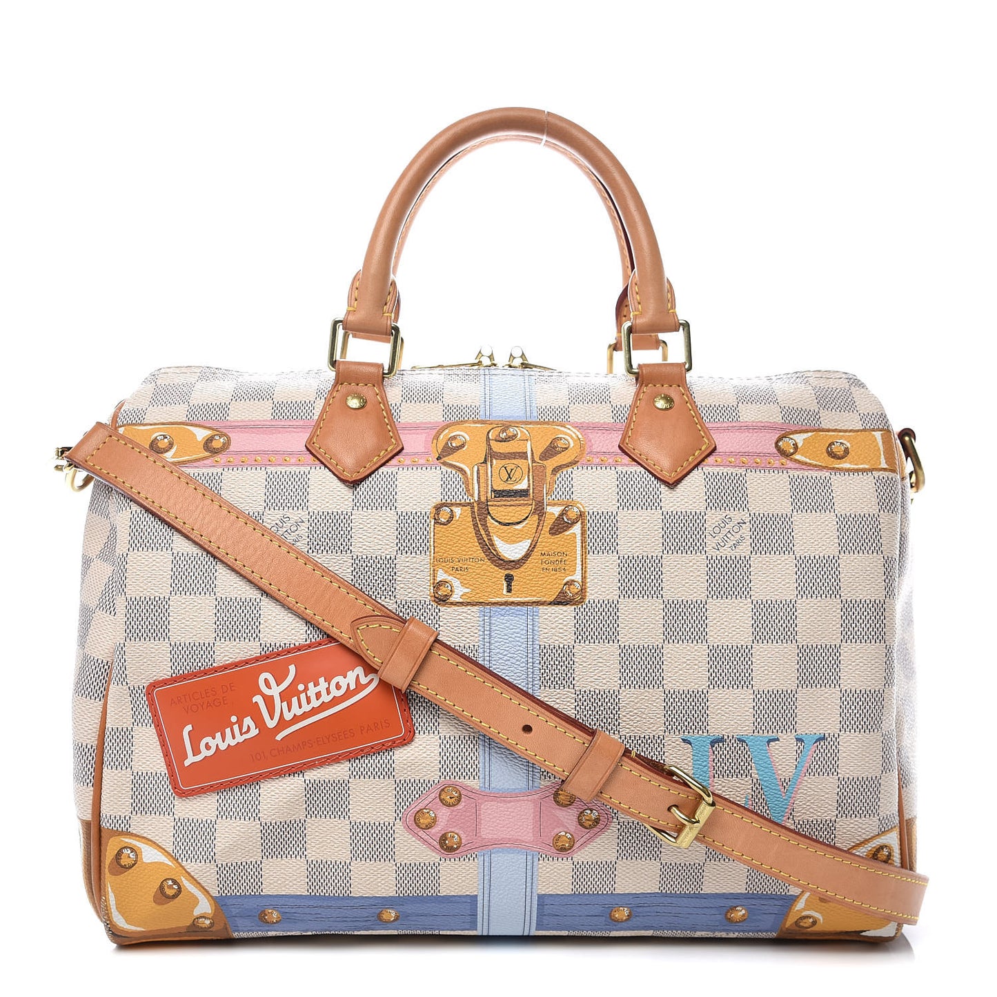 Damier Azur Summer Trunks Speedy Bandouliere 30