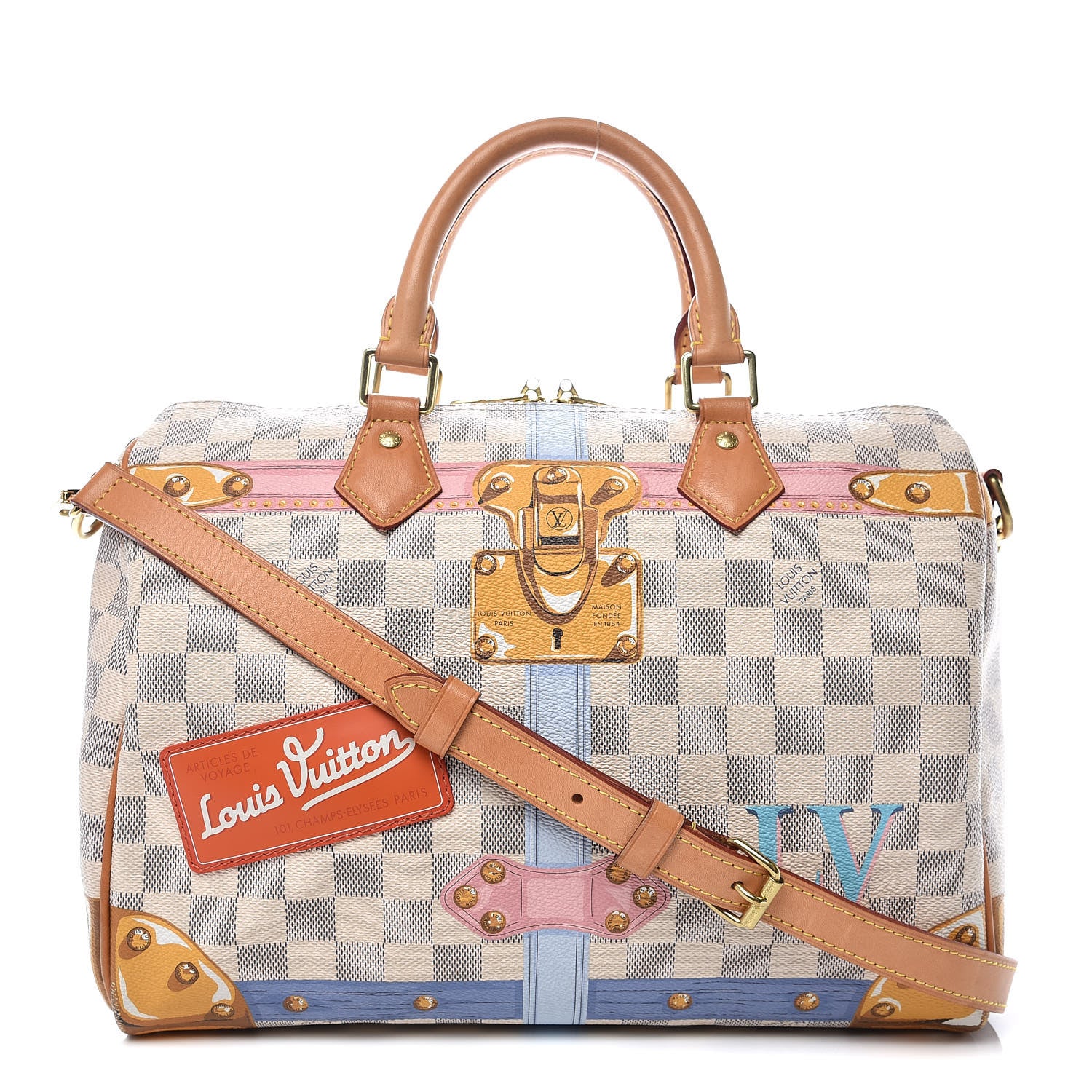 Louis Vuitton Damier Azur Summer Trunks Speedy Bandouliere 30 1 of 19