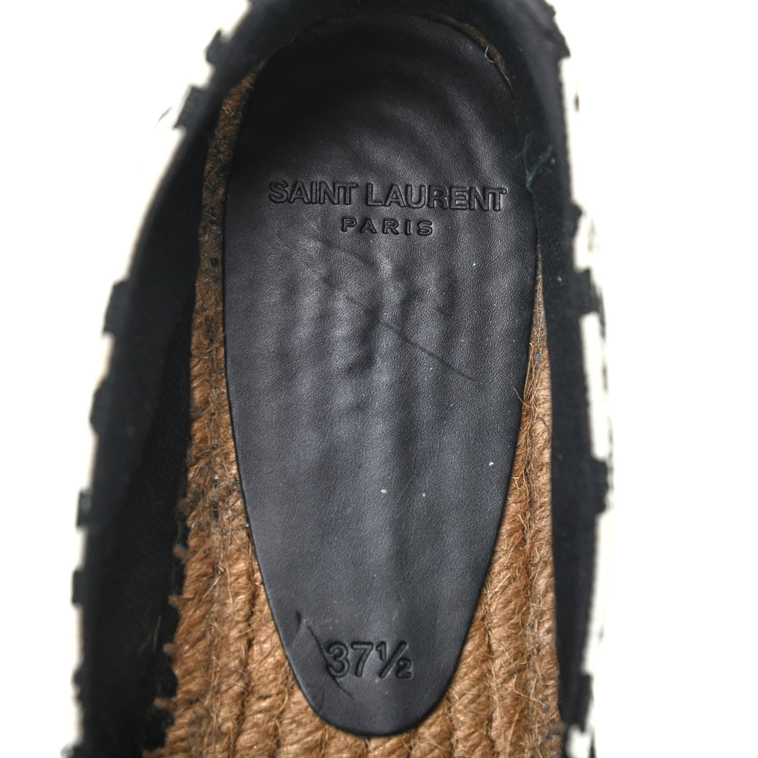 Saint Laurent Canvas Leopard Print Espadrilles 37.5 Latte Black 7 of 10