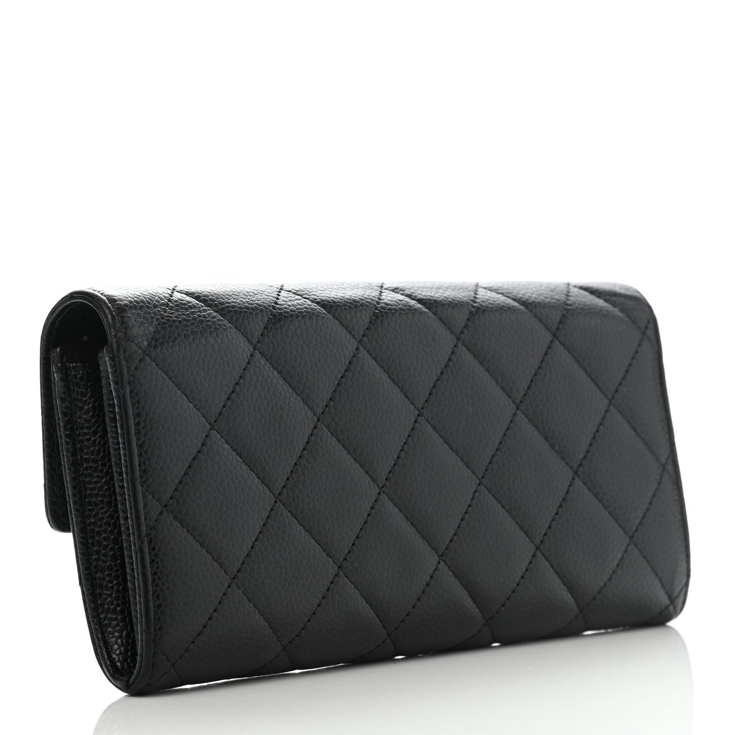 Caviar Quilted Large Flap Wallet Black