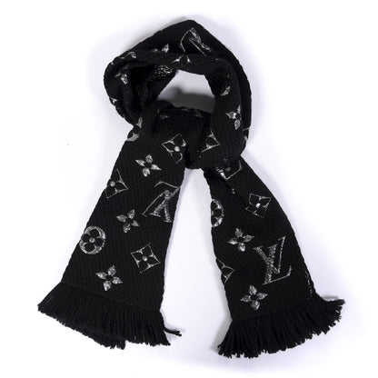 Louis Vuitton Wool Silk Logomania Shine Scarf Black 3 of 3