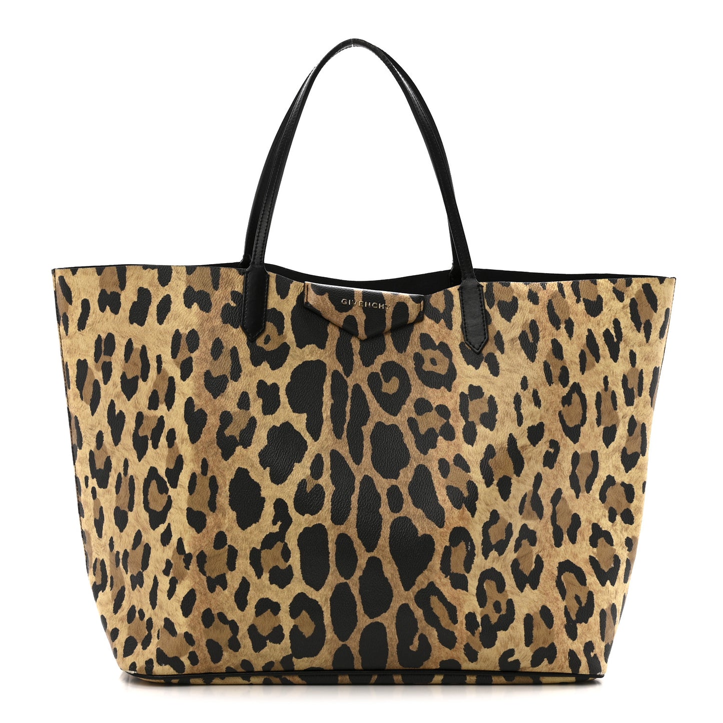 Textured Coated Canvas Leopard Print Large Antigona Tote