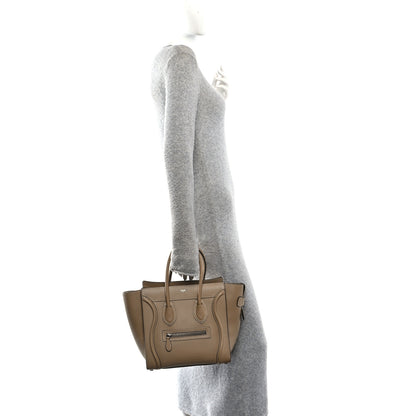 Celine Drummed Calfskin Micro Luggage Dune 2 of 12