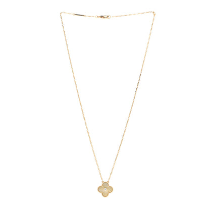 Van Cleef & Arpels 18K Yellow Gold Diamond Yellow Mother of Pearl Vintage Alhambra Pendant Necklace 3 of 4