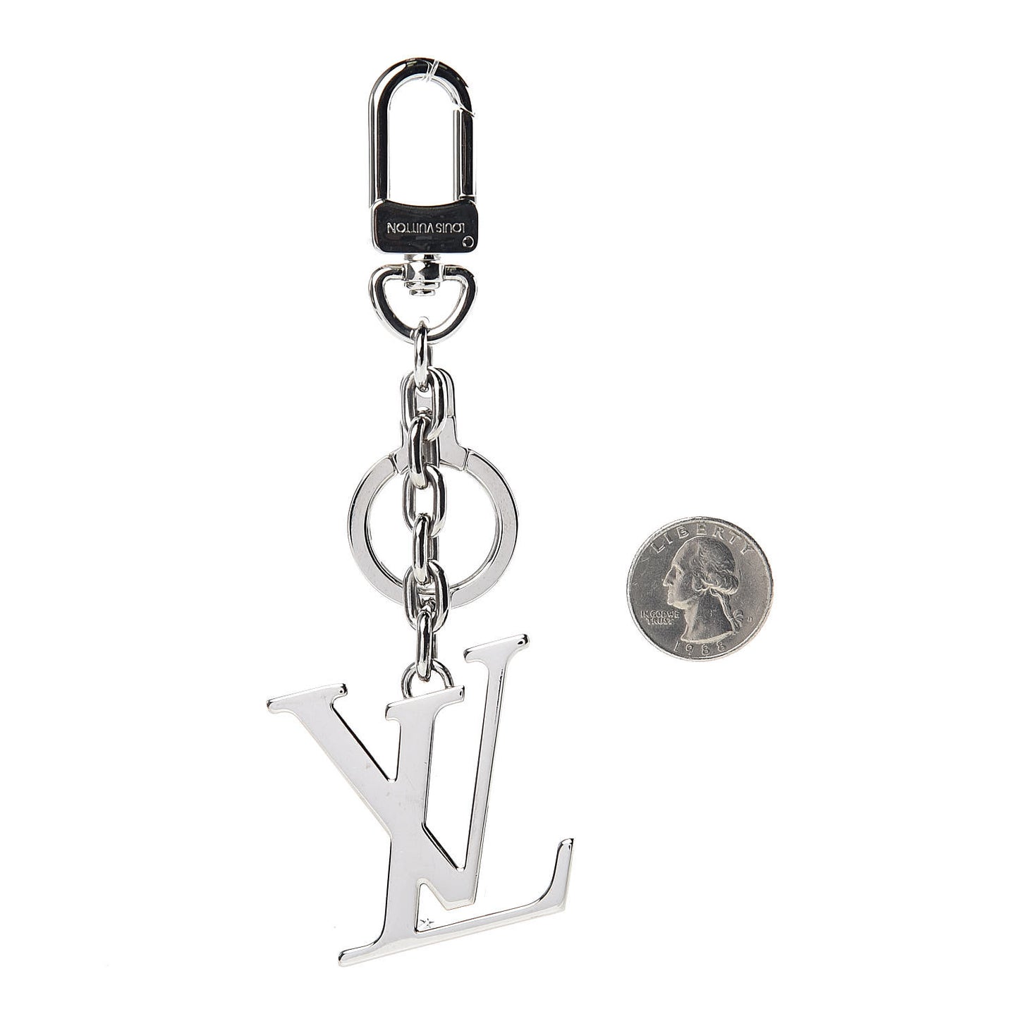 LV Facettes Bag Charm Key Holder Silver